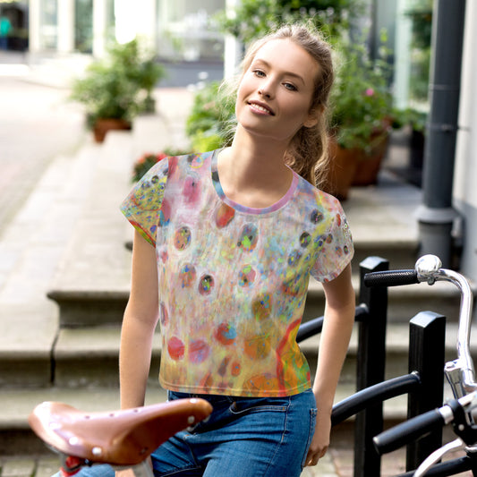 Peacock All-Over Print Crop Tee