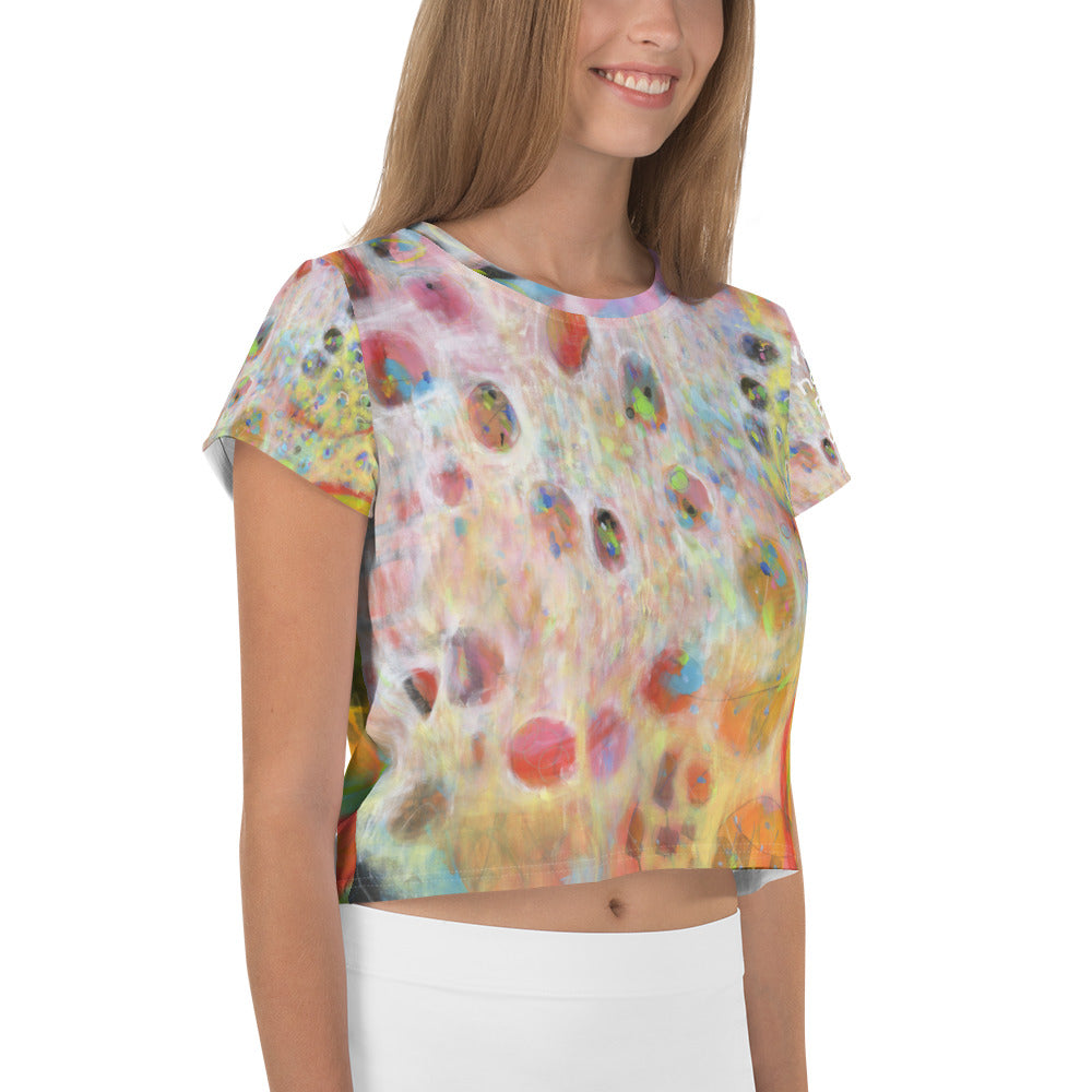 Peacock All-Over Print Crop Tee