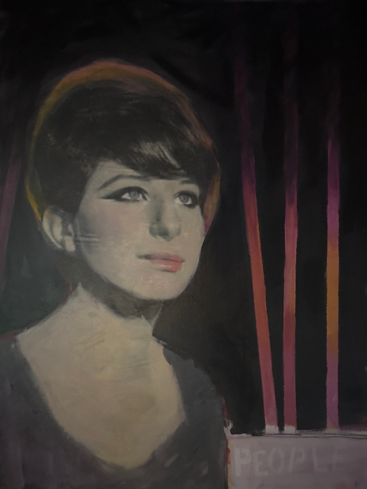A Star Is Born, mixed media portrait of Barbra Streisand by Carol MacConnell, Icons series