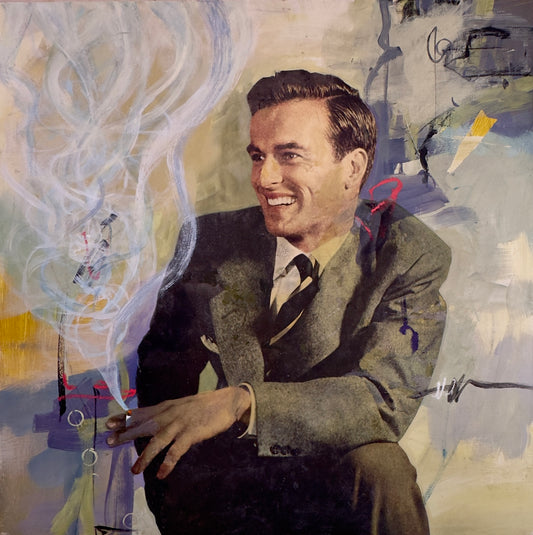 A Place in the Sun, mixed media portrait of Montgomery Clift by Carol MacConnell, Icons series